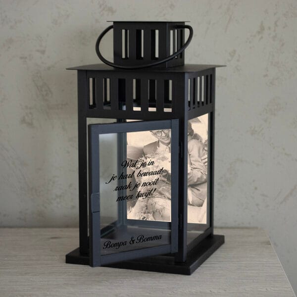 Gepersonaliseerde lantaarn met foto en tekst